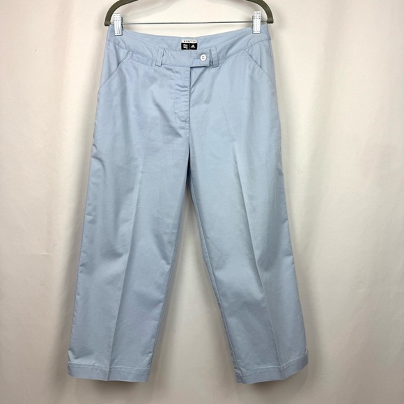 Adidas Women’s Sz 10 Blue Ankle Cropped Casual Performance Pants Cotton Stretch - Picture 1 of 11